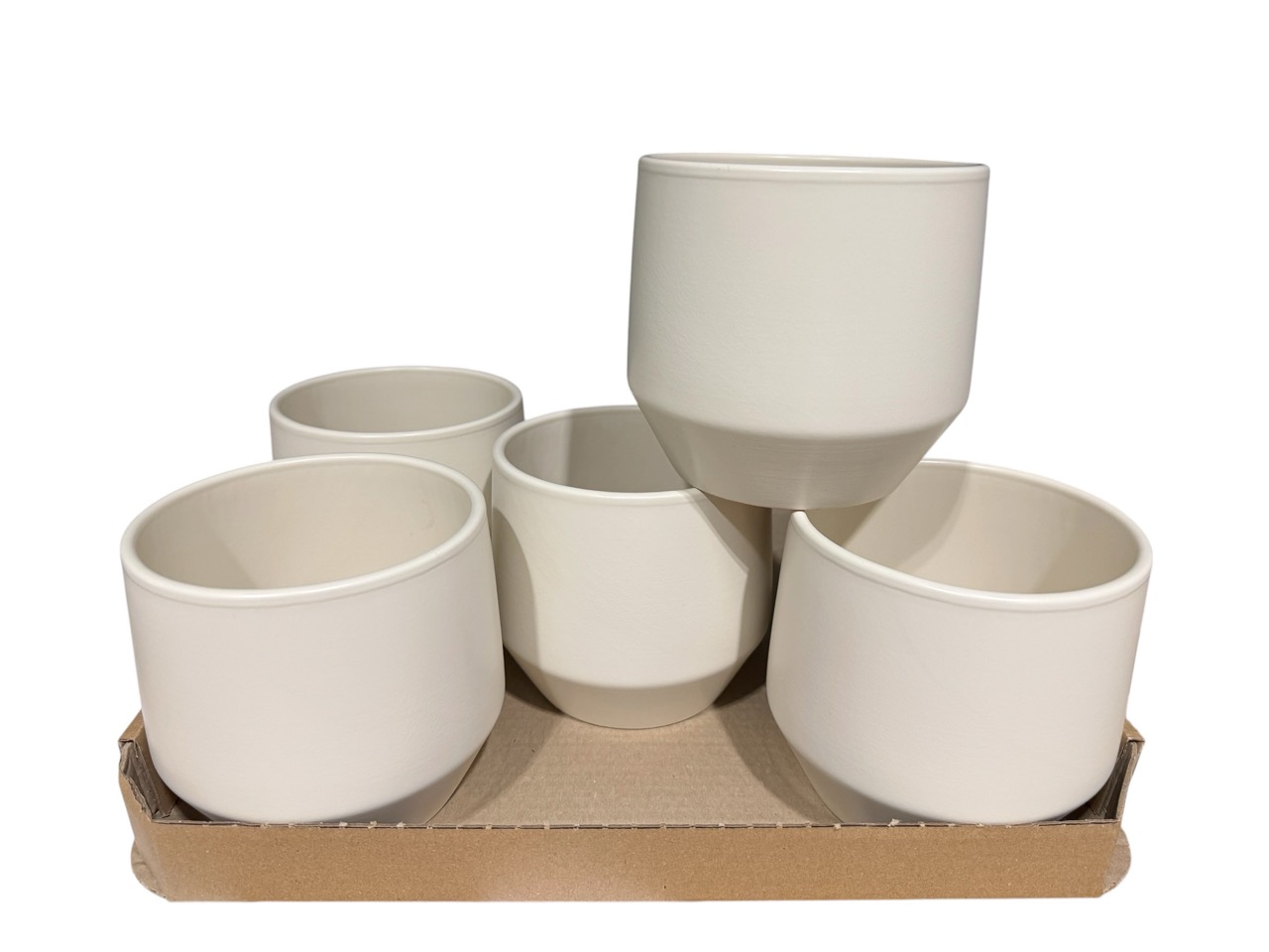 Keramik Übertopf,, Ø14 cm, H12,5 cm, antik weiß; 6 Stück im Tray