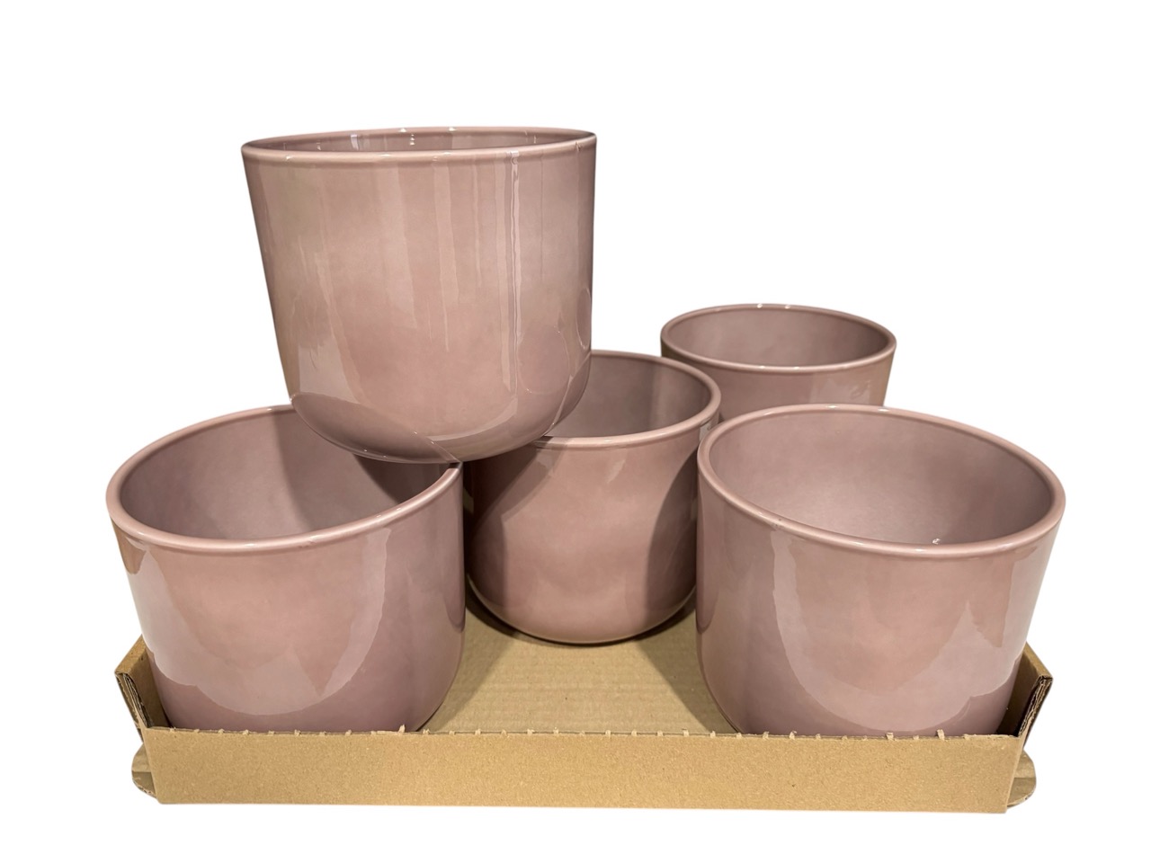 Keramik Übertopf, Ø14 cm, H12,5 cm, hochwertige malange Lasur; 6 Stück im Tray