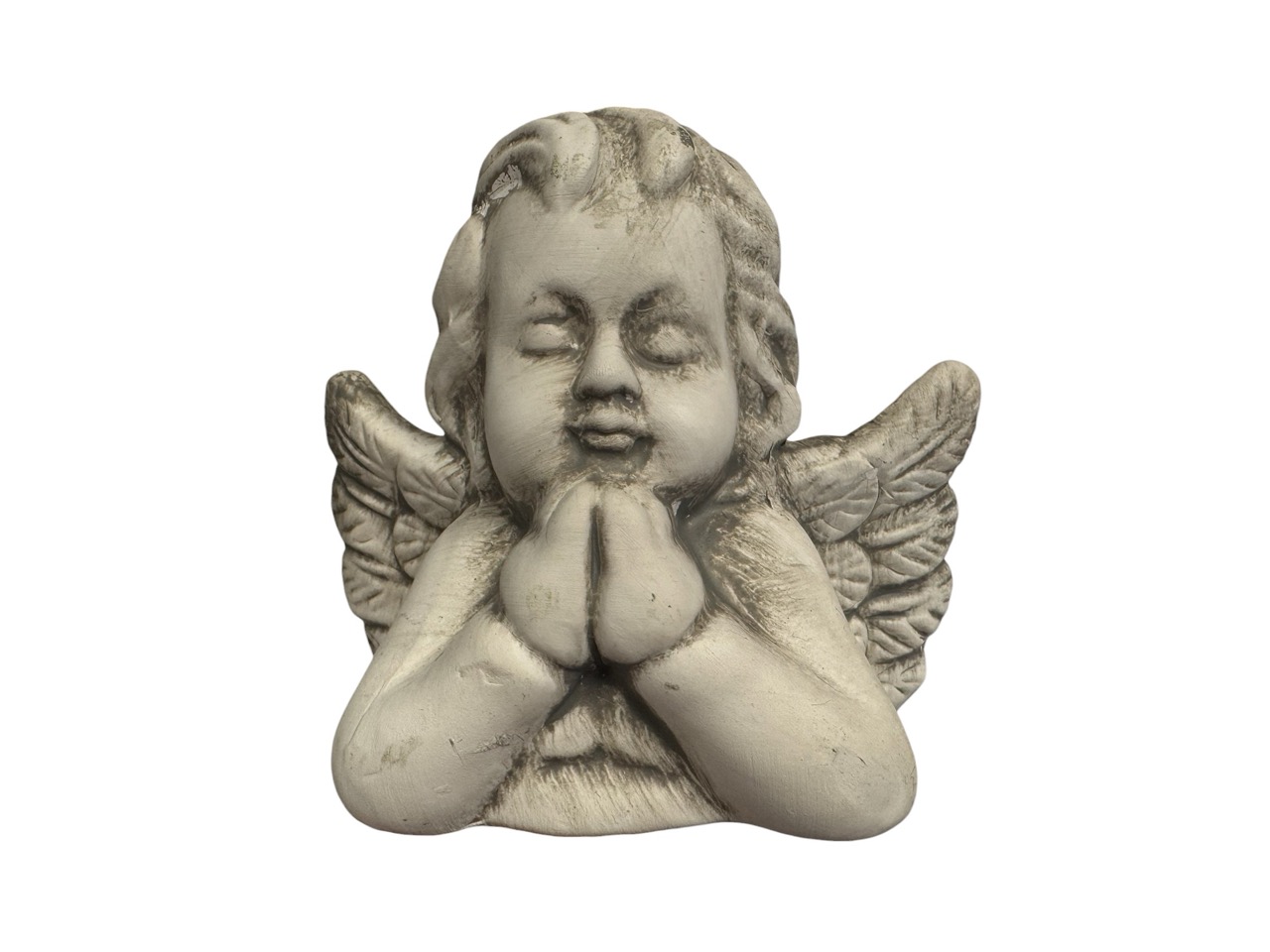 Engel Stecker grau, Zement; 11cm, H10cm / Stick: 8cm