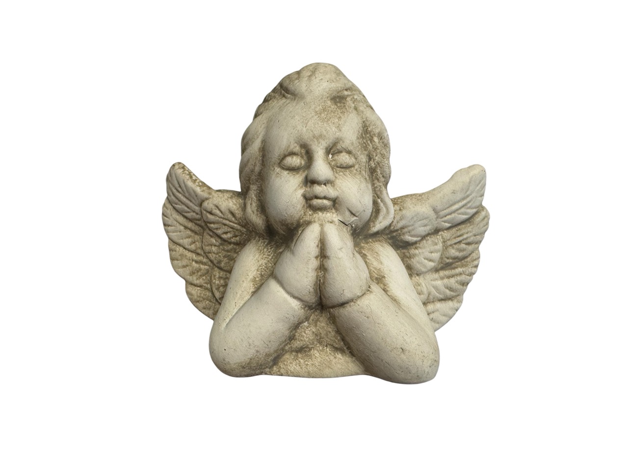 Engel Stecker grau, Zement; 11,2cm, H9cm / Stick: 8cm