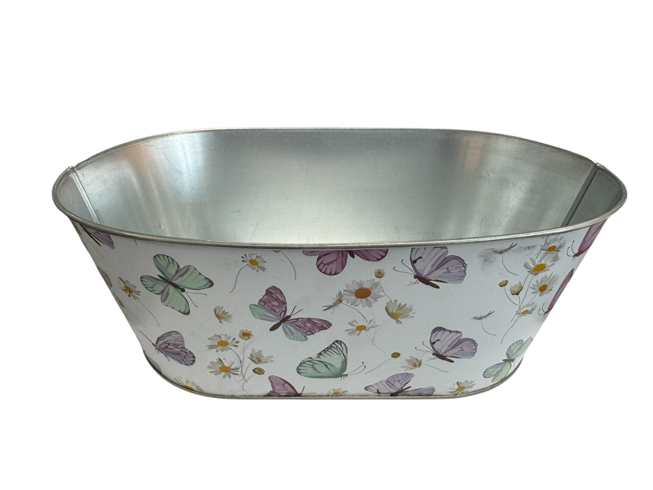 Zinkschale oval, Schmetterlinge; 30x18,5cm, H11cm
