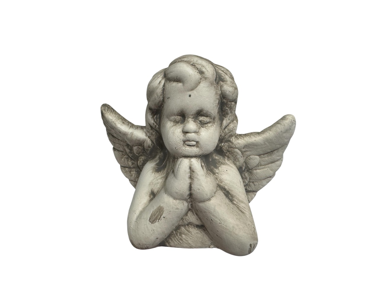 Engel Stecker grau, Zement; 8cm, H7,5cm / Stick: 8cm