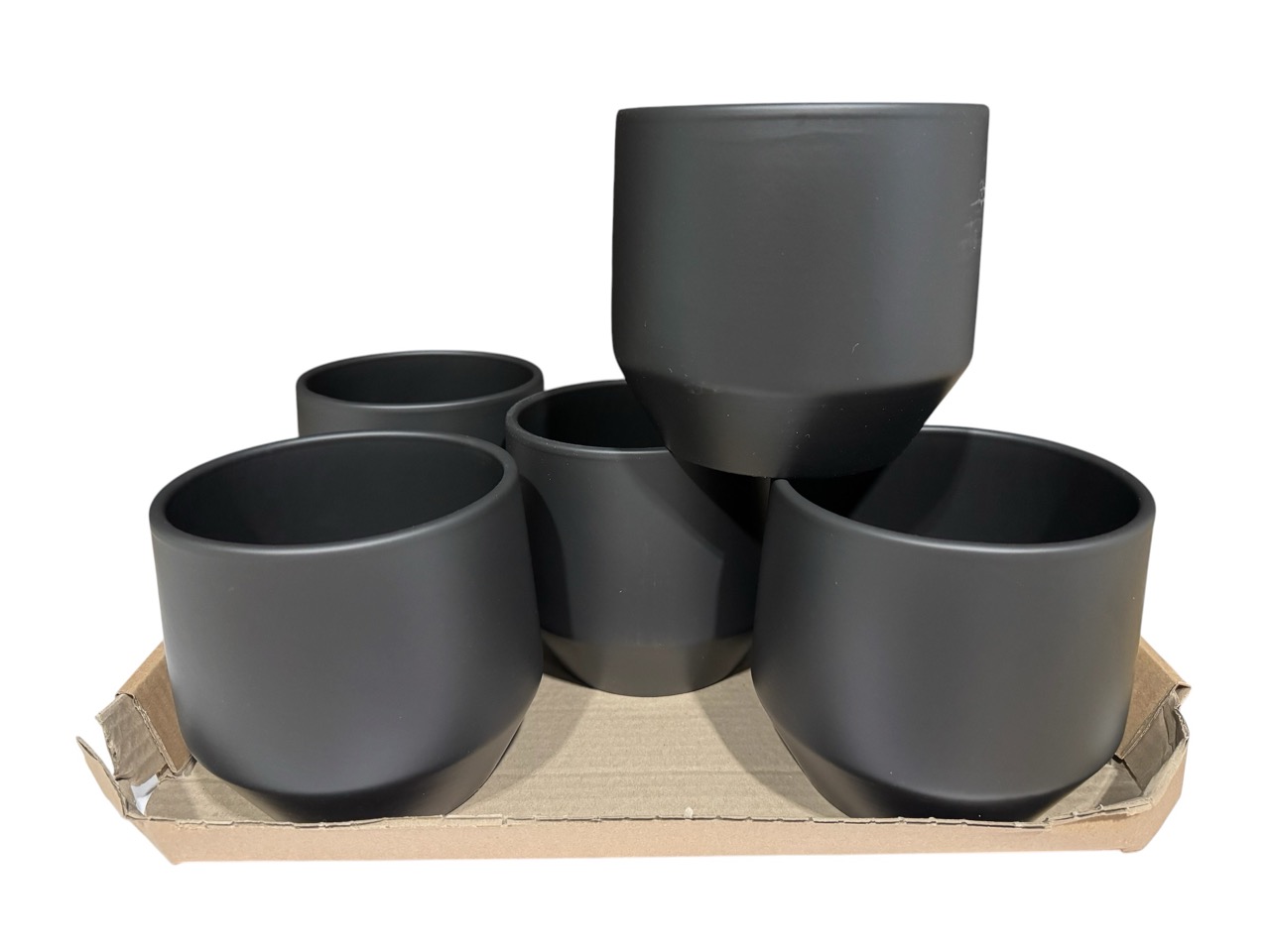 Keramik Übertopf,, Ø14 cm, H12,5 cm, anthrazit matt; 6 Stück im Tray