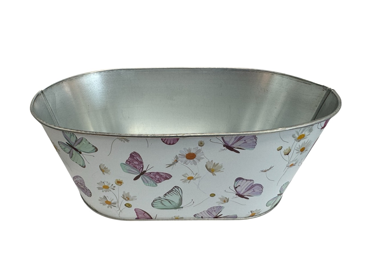 Zinkschale oval, Schmetterlinge; 25,5x15,5cm, H10cm