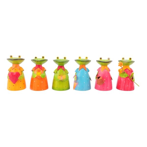 ZaunHocker Frosch, 6 sotiert, Metall; 10x10x18 cm