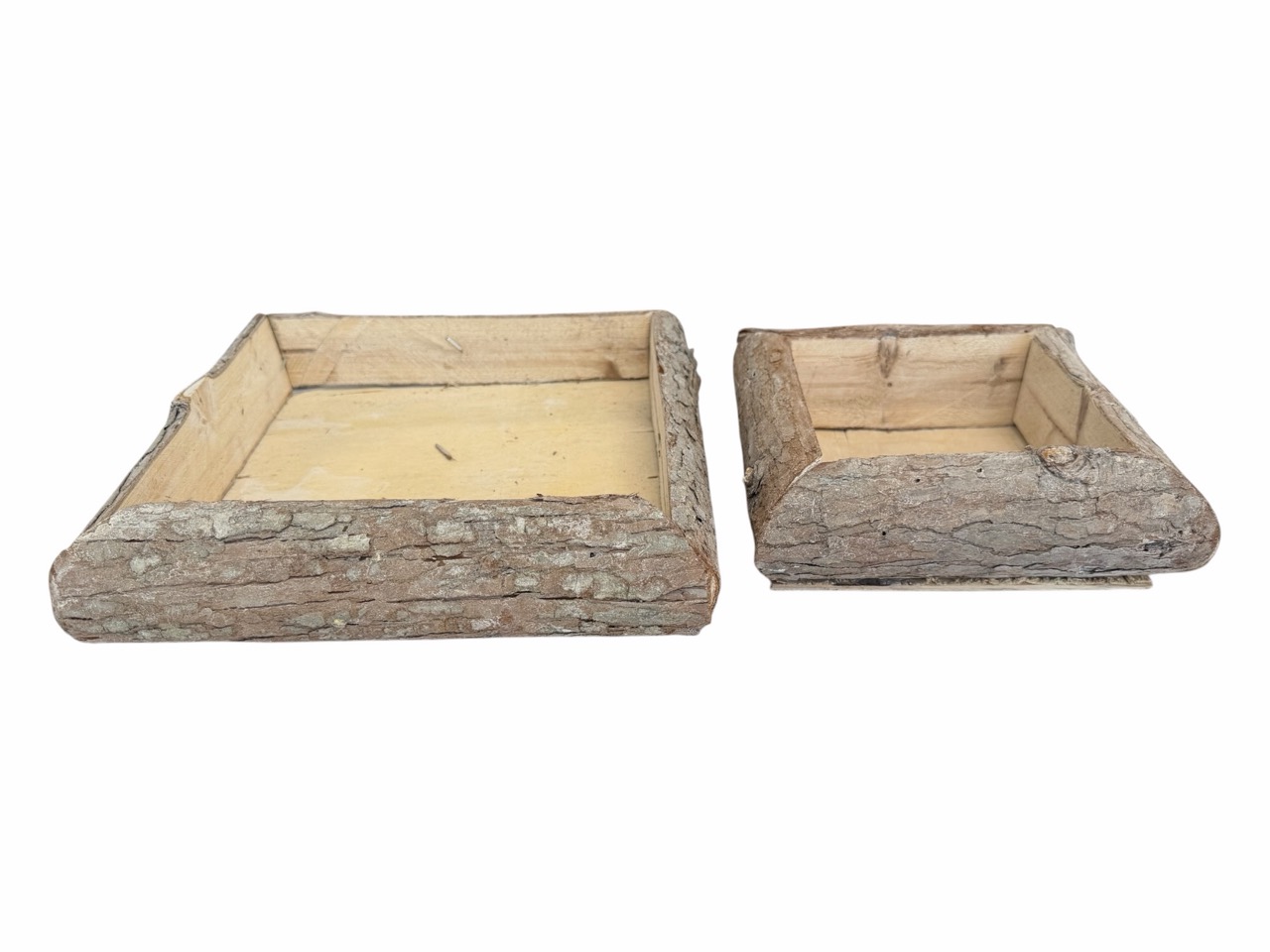 Tablet aus Pinienrinde, natur, 2er Satz, quadratisch; 25x25cm, H6cm