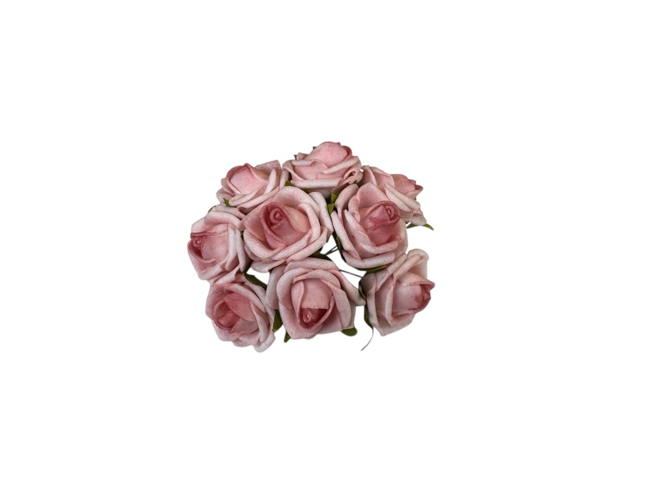 Foamrose Bund x9, rosa / Bund a 9 Stk., D2cm, L12cm, Beutel mit 6 Bünde