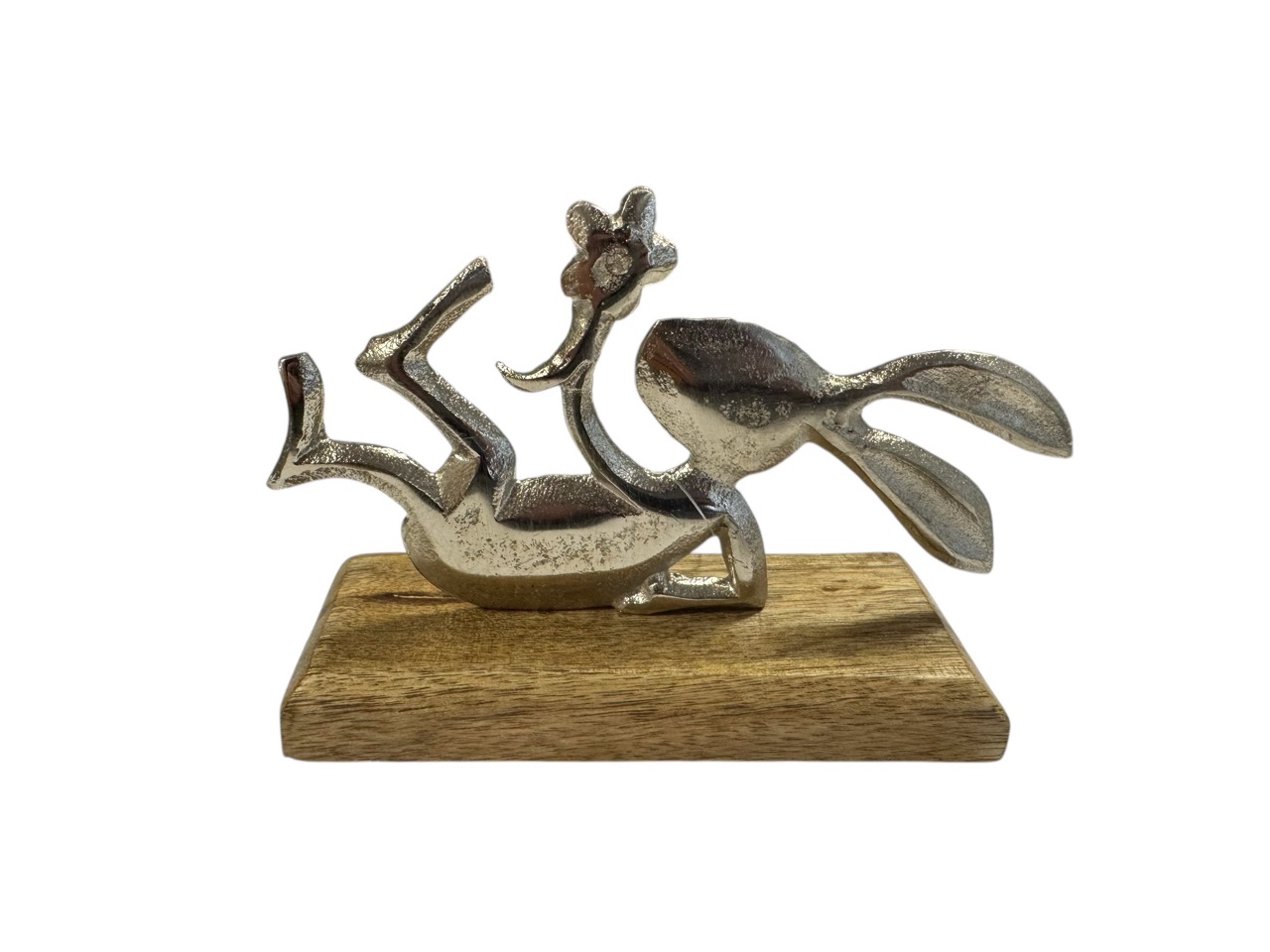 Hase liegend Mango Holz / Metall; 10x5 cm, H15 cm