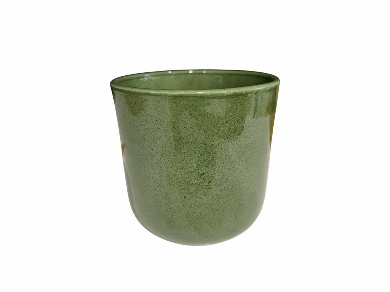 Keramik ***Orchideentopf***, Ø13 cm, H13 cm, hochwertige laubgrün Lasur; 8 Stück im Tray