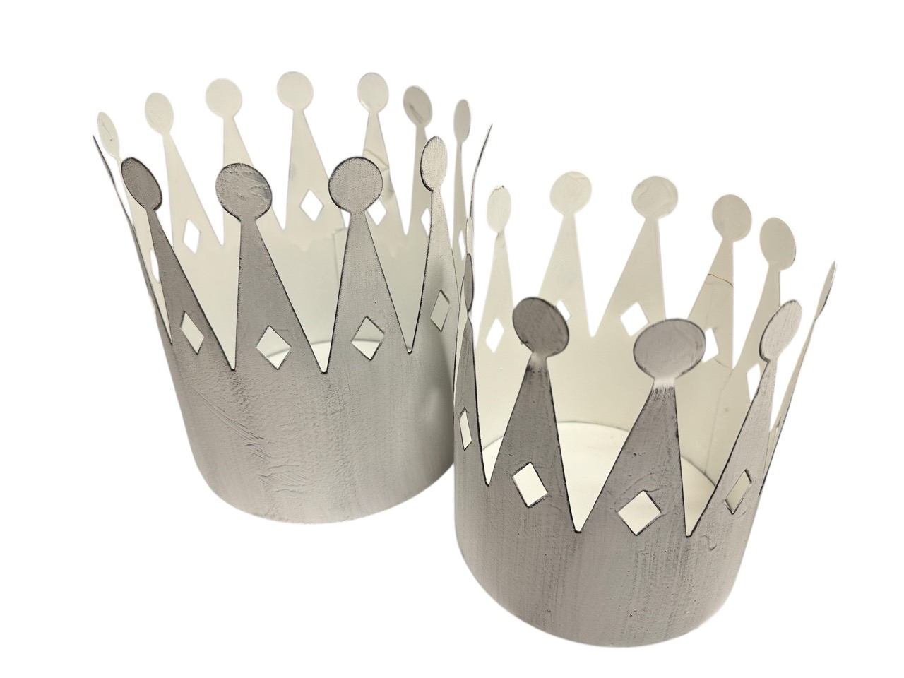 Kronen Set/2 ClairBlanc, 2er Set, Metall; 19x19x20 cm