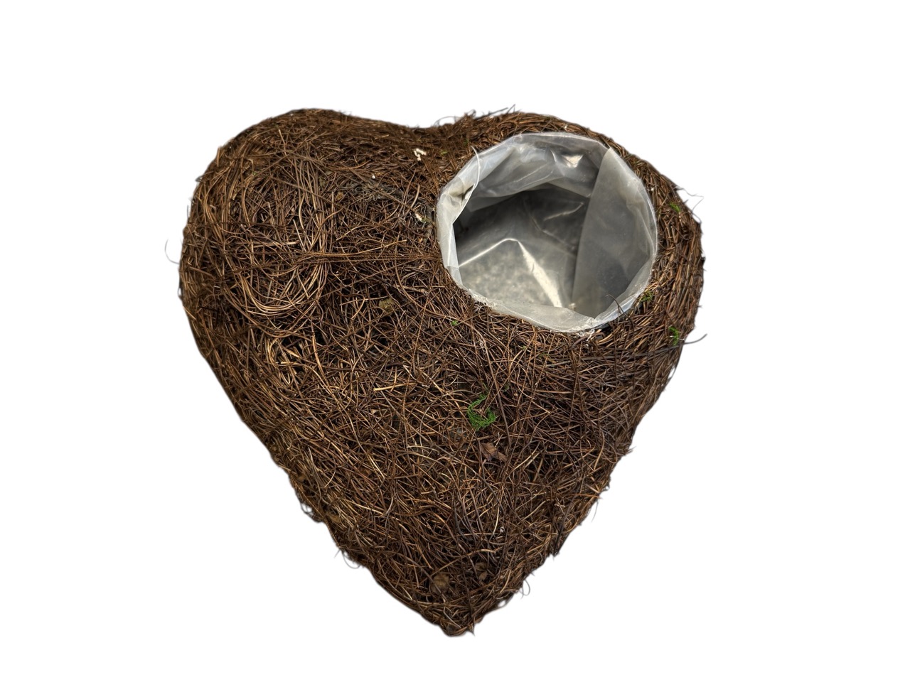 Herz zum bepflanzen, feine Rebe, natur mit Folie; 25x25 cm, H9 cm