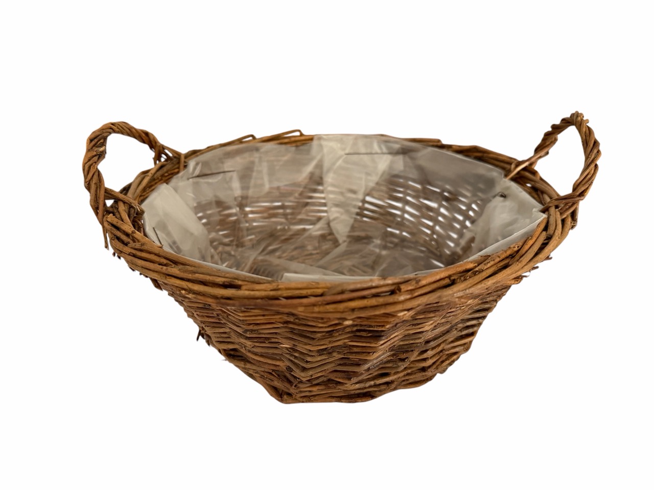 Pflanzkorb Weide geflochten, braun, rund, mit Henkel; 30x30 cm, H12 cm