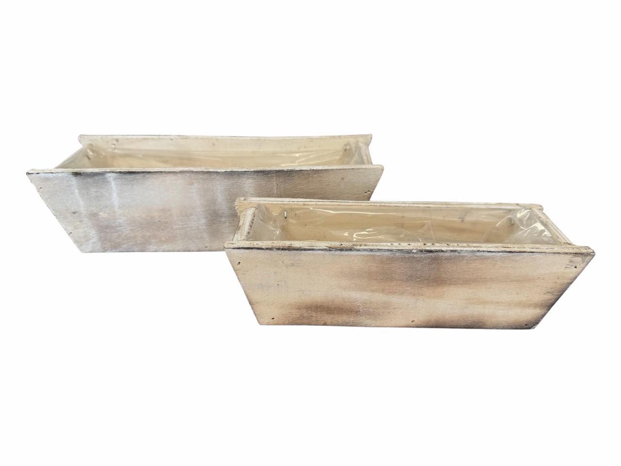 Holzpflanzbox mit Folie, rechteckig 2er Satz; 24,5x9 cm, H6,5 cm