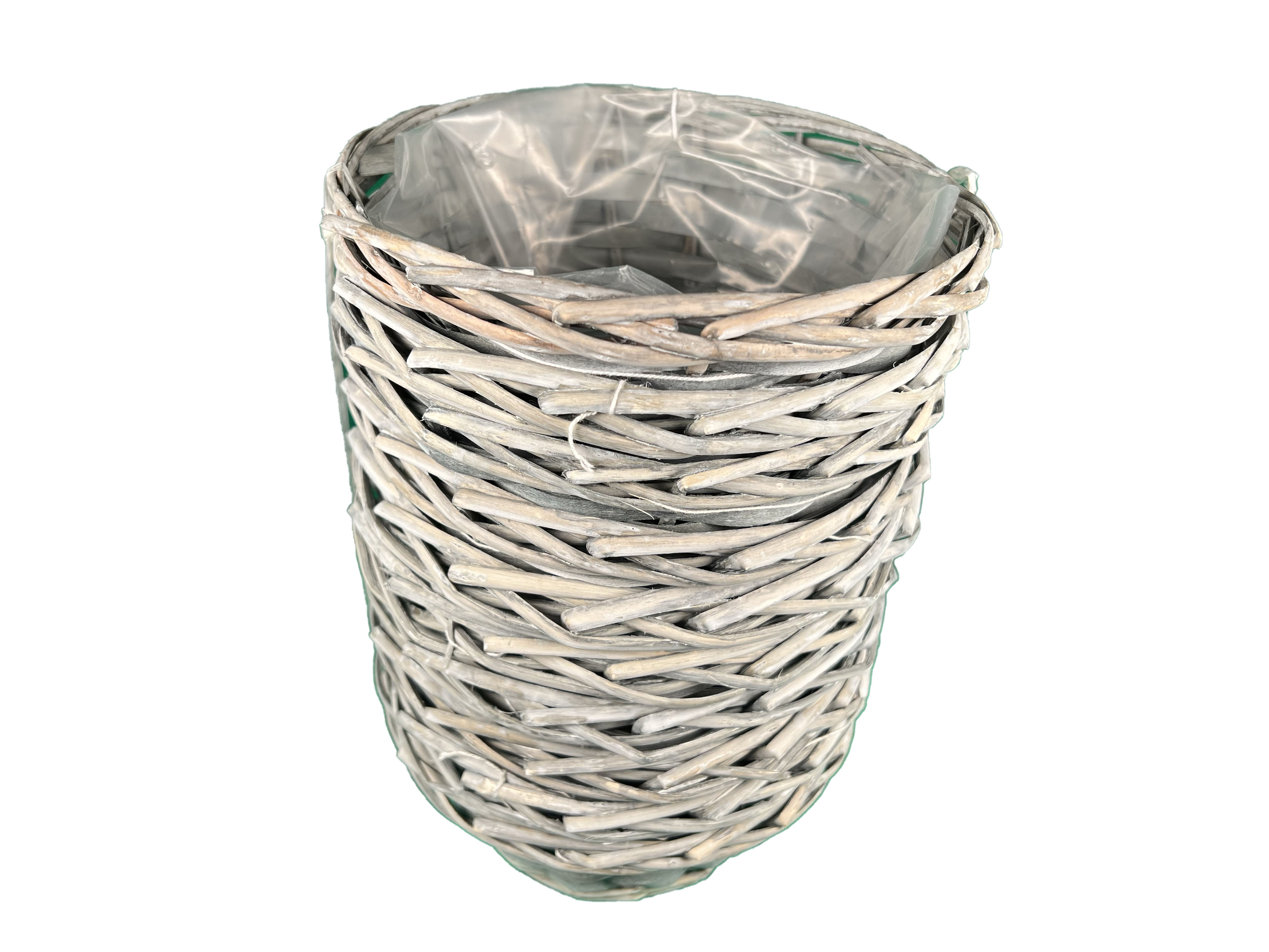 Rattan-Korb, rund in grau 