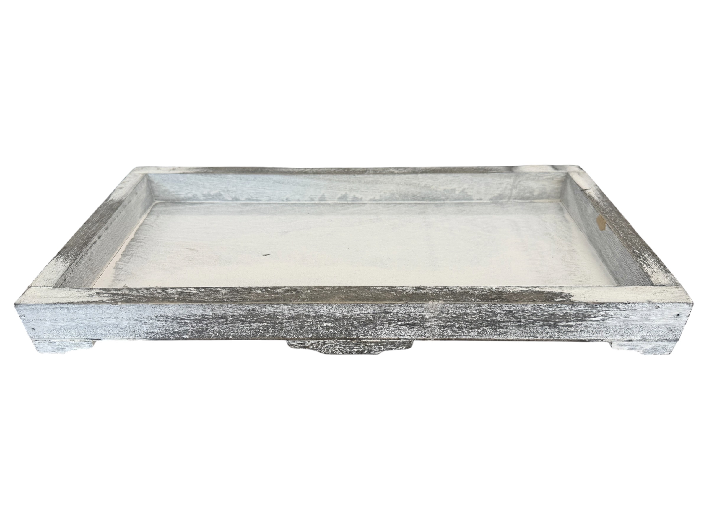 Tablett Chateaux rechteckig, weiß gewaschen; 44x22x4,5 cm
