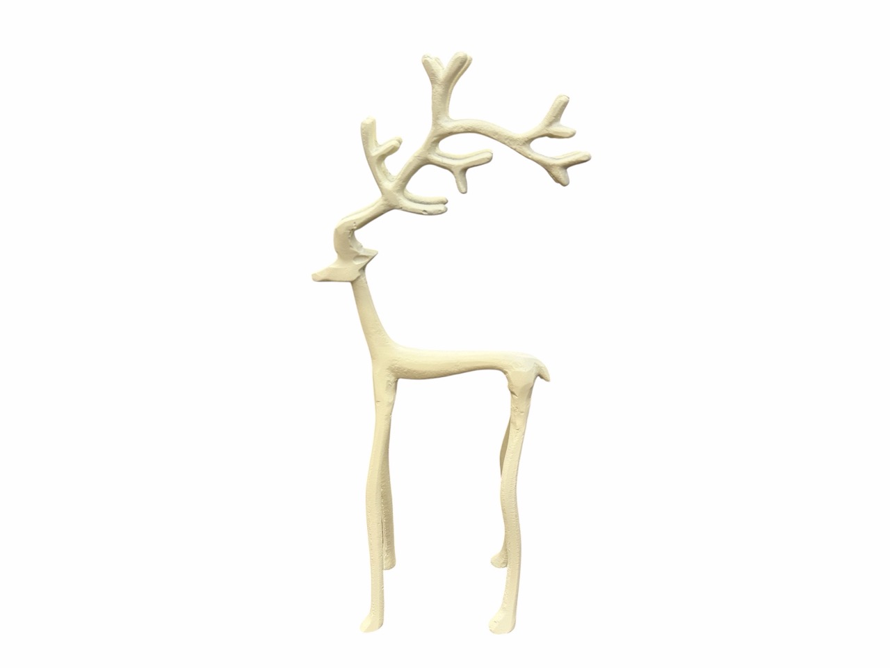 Hirsch Figur, creme Scandi Stil, Metall; 18x7 cm, H39 cm