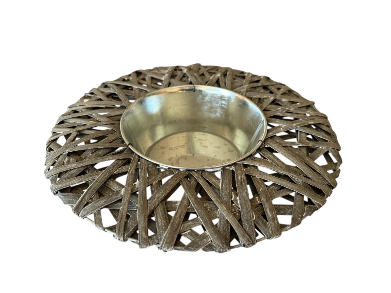 Pflanzschale rund, grau gewaschen; 30(14)x30(14) cm, H7 cm