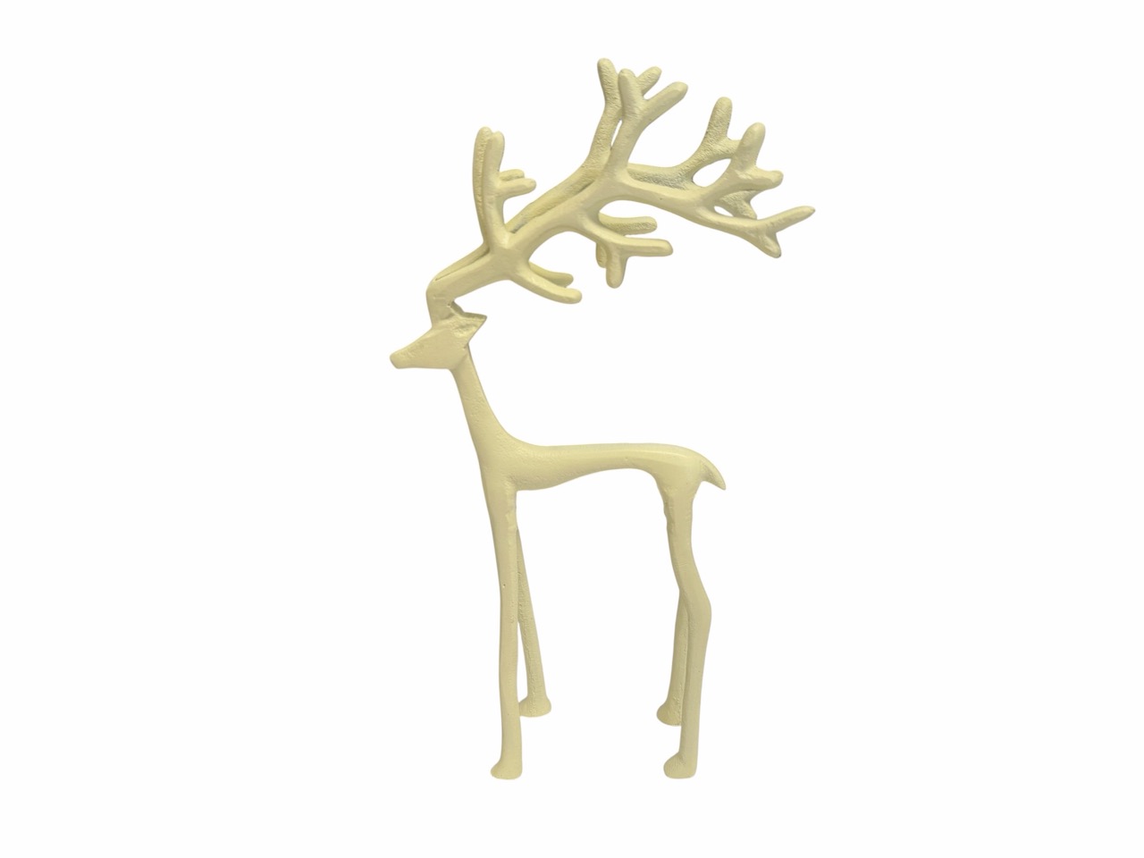 Hirsch Figur, creme Scandi Stil, Metall; 18x6 cm, H31 cm