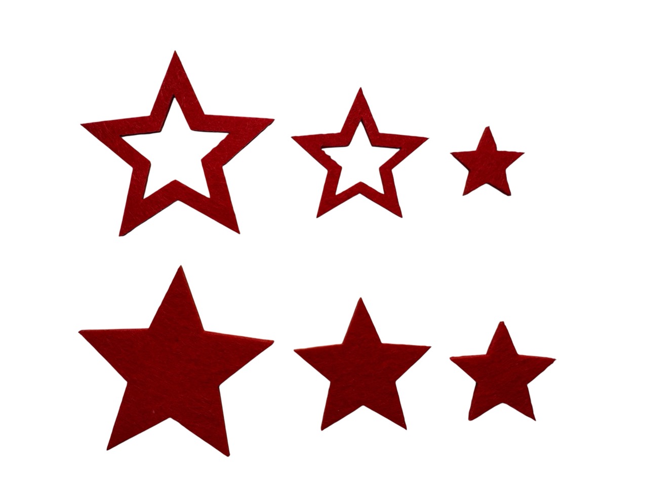 Filz Mix deluxe rot, 6,8 cm, Box mit 96 Stück