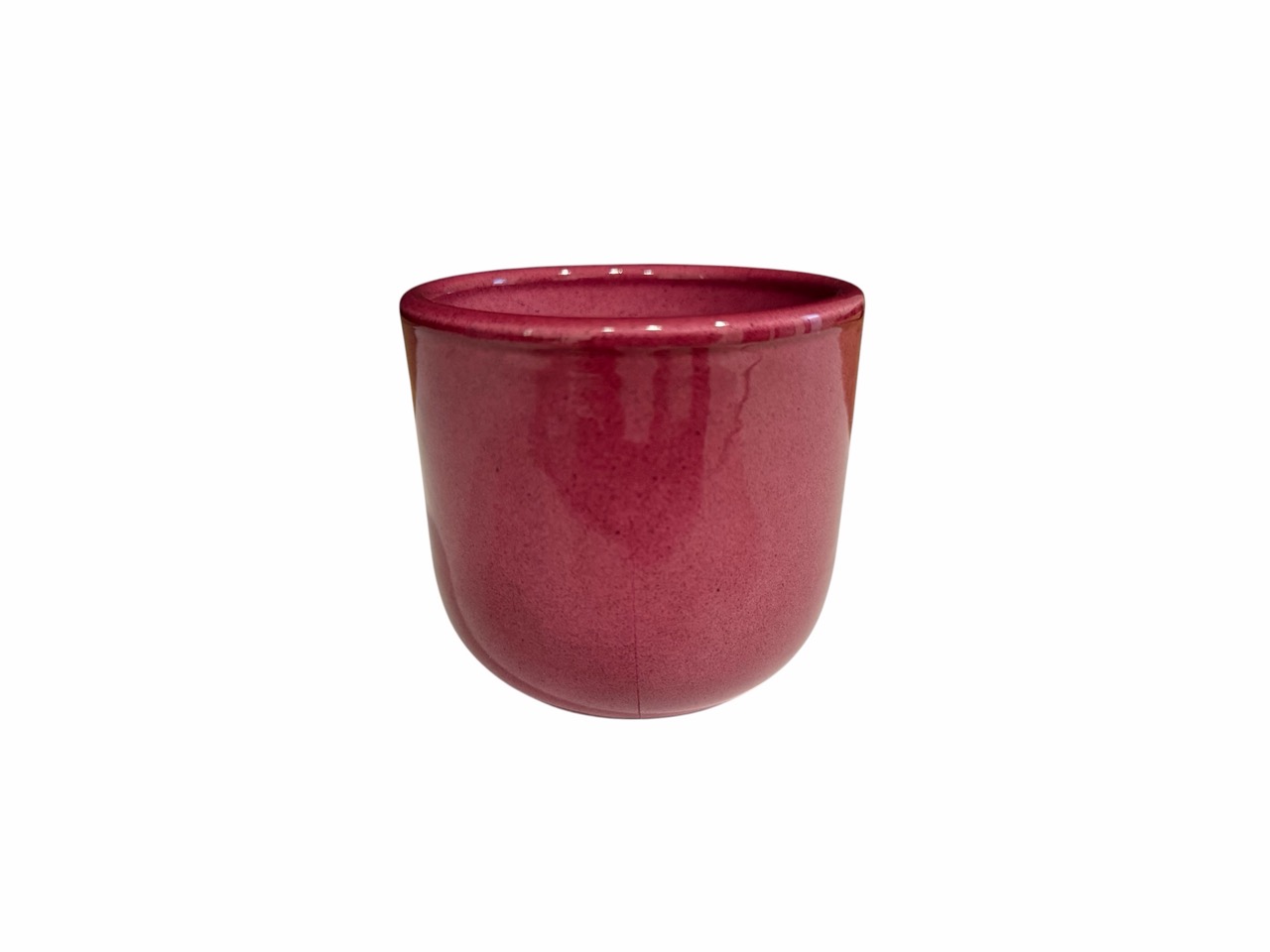 Keramik Übertopf, Ø8 cm, H7,5 cm, hochwertige bordeaux Lasur; 12 Stück im Tray