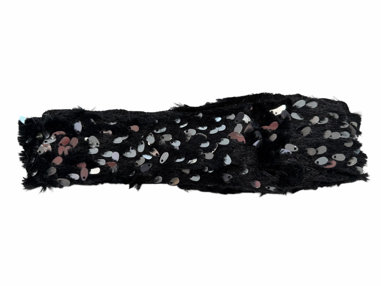 FAST KOSTENLOS !!! Band Felloptik mit Pailletten, schwarz; 5 cm, Länge 2 m