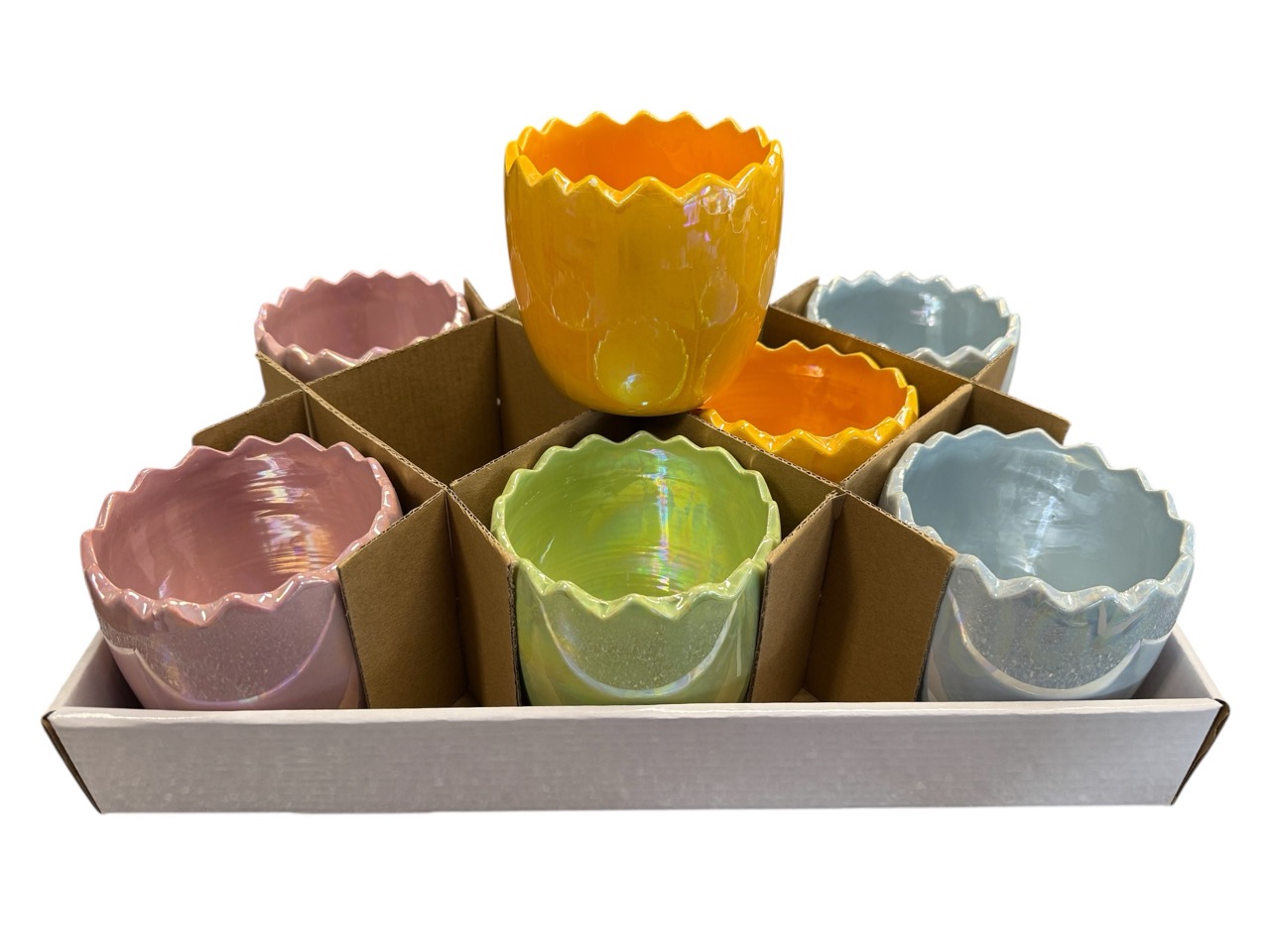 Keramik-Ei zum Pflanzen bunt gemischt; 10x10, H9,5 cm