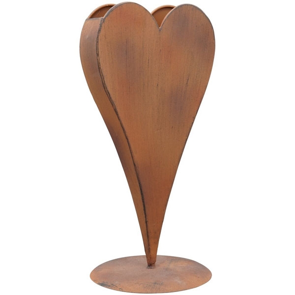 HerzVase Tole, rusty Metall; 28x23x60 cm