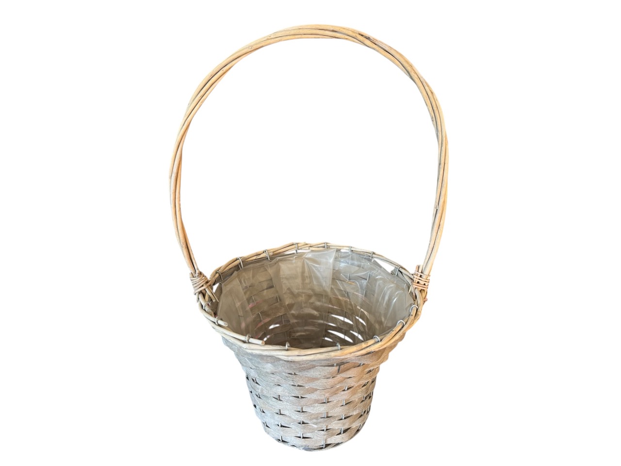 Henkelkorb, grau gewaschen; 30x30 cm, H22/52 cm