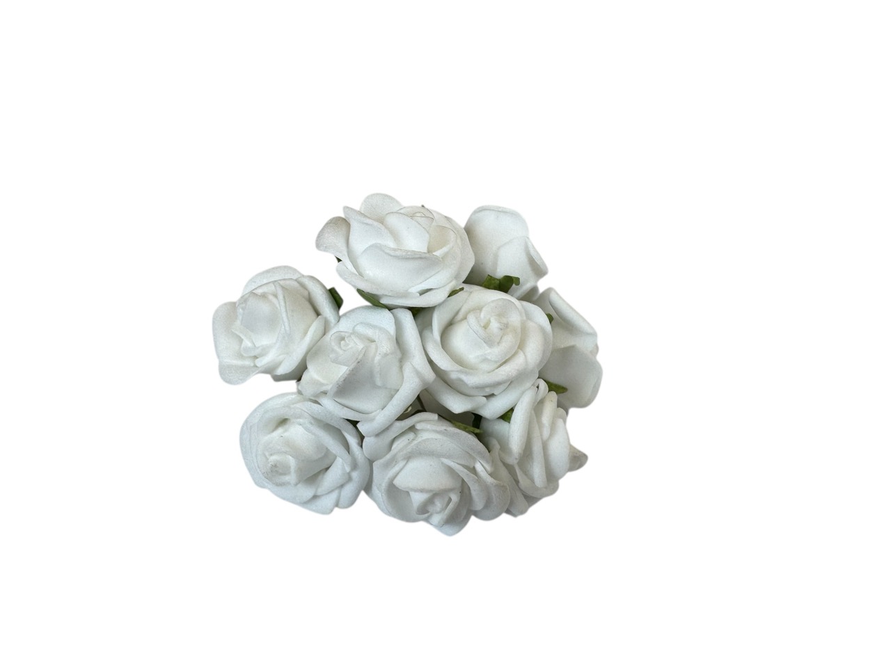 Foamrose Bund x9, weiß / Bund a 9 Stk., D2cm, L12cm, Beutel mit 6 Bünde