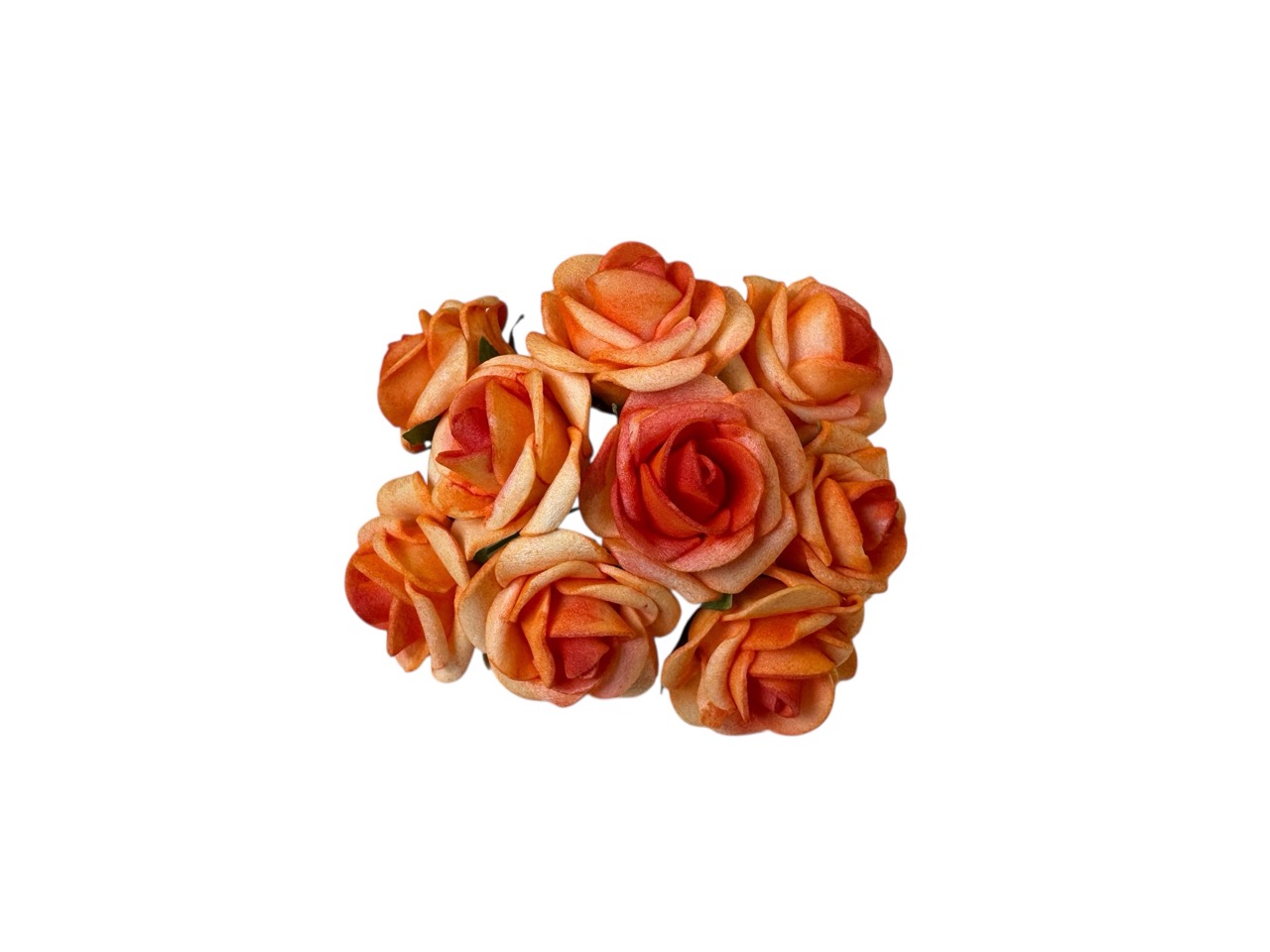 Foamrose Bund x9, orange / Bund a 9 Stk., D2cm, L12cm, Beutel mit 6 Bünde