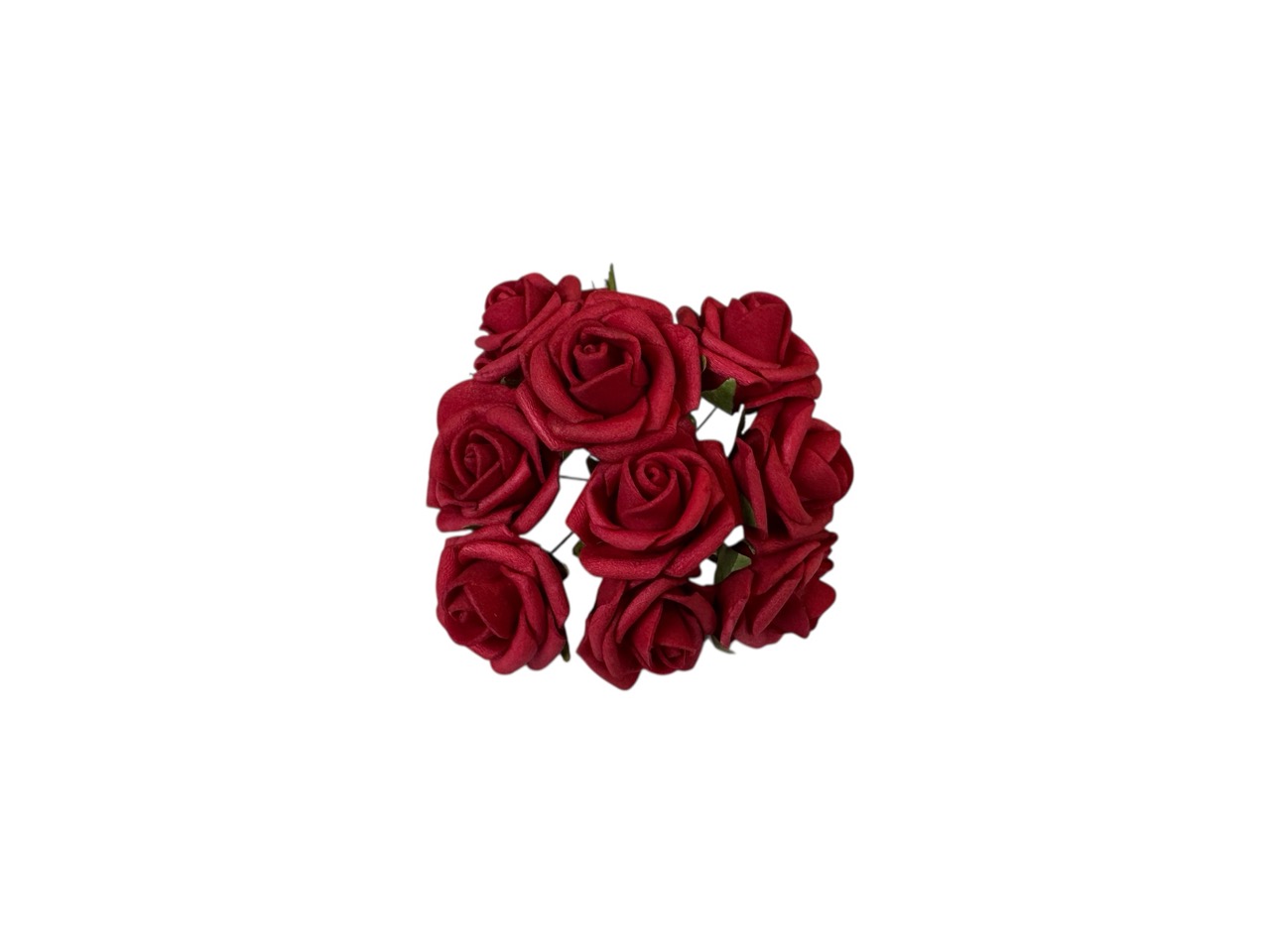 Foamrose Bund x9, rot / Bund a 9 Stk., D2cm, L12cm, Beutel mit 6 Bünde