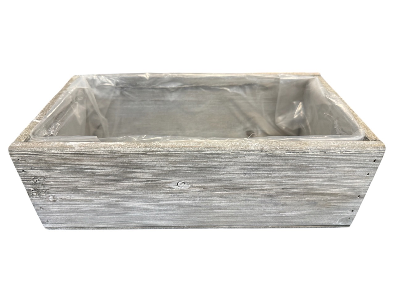Holzkiste grau gewaschen mit Folie; 30x16cm, H10cm