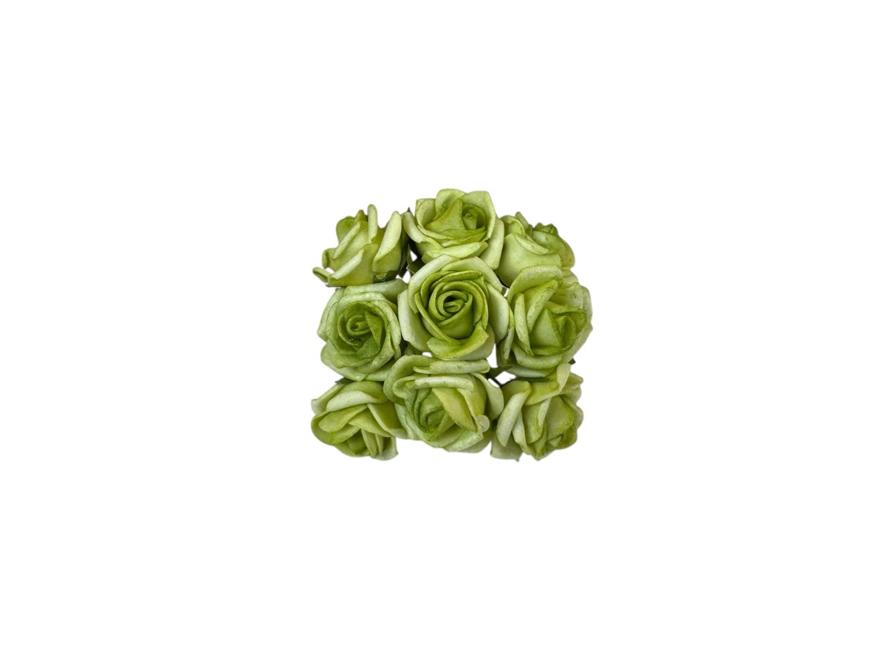 Foamrose Bund x9, grün / Bund a 9 Stk., D2cm, L12cm, Beutel mit 6 Bünde