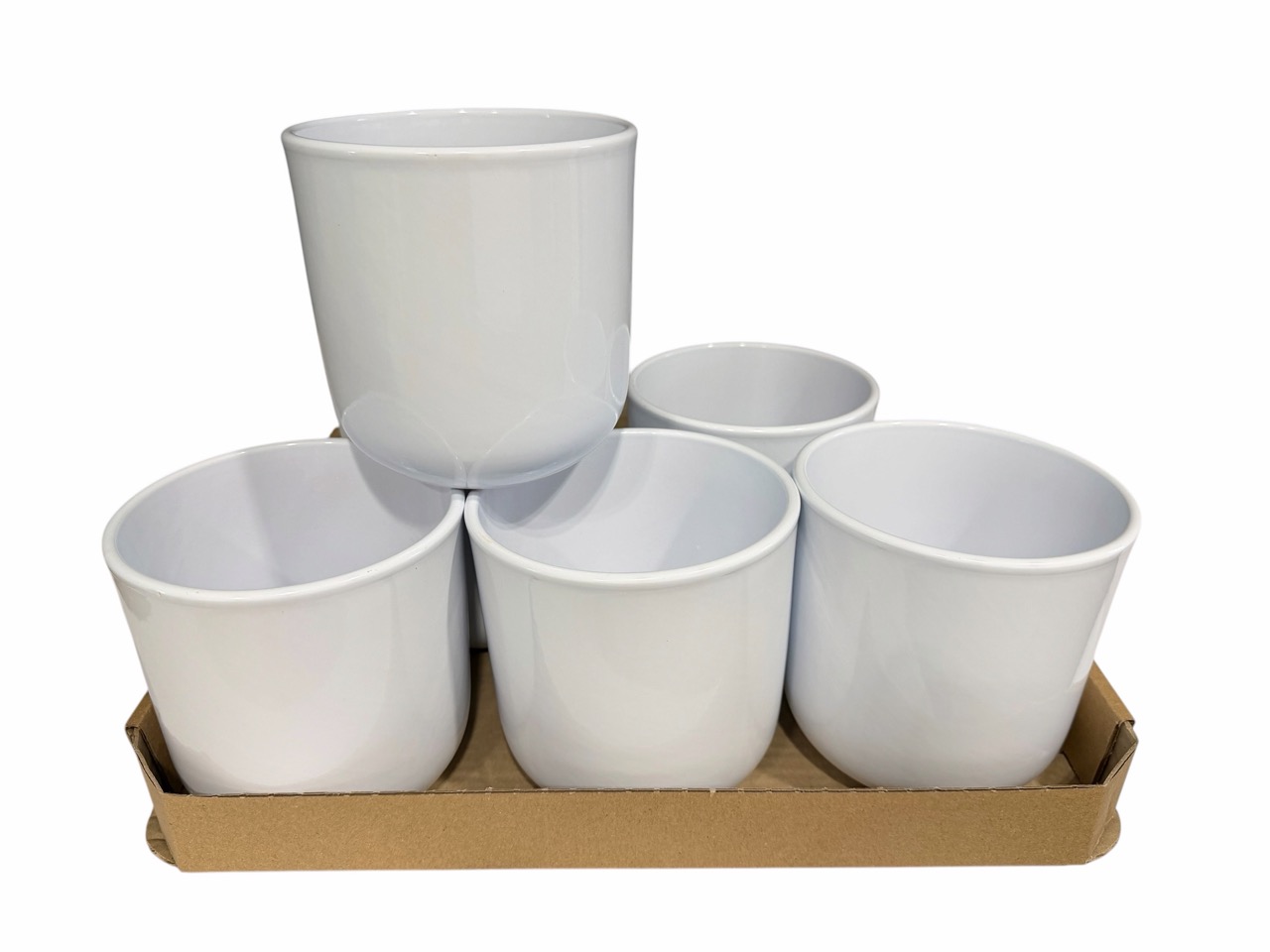 Keramik ***Orchideentopf***, Ø13 cm, H13 cm, hochwertige weiß Lasur; 8 Stück im Tray
