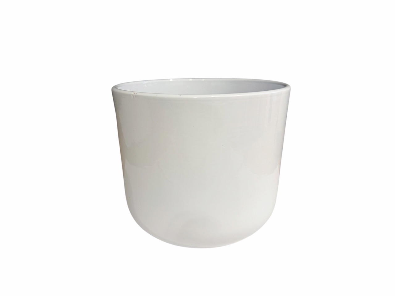 Keramik Übertopf, Ø14 cm, H12,5 cm, hochwertige weiß Lasur; 6 Stück im Tray