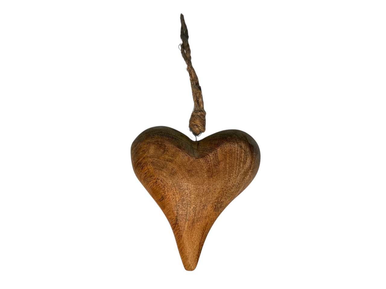 Herz zum Hängen aus Mango Holz; 10,5x3 cm, H11,5 cm