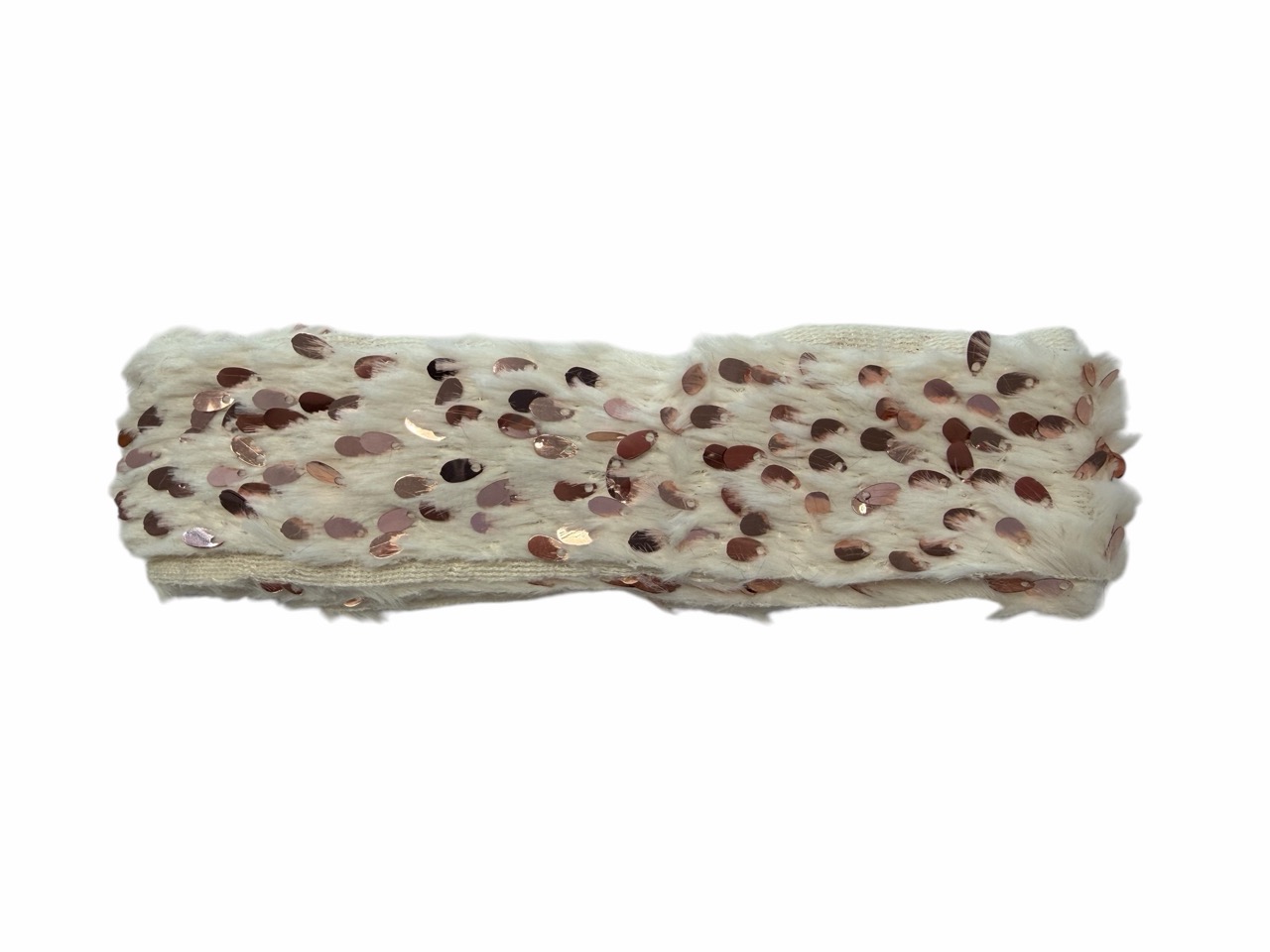 FAST KOSTENLOS !!! Band Felloptik mit Pailletten, creme; 5 cm, Länge 2 m