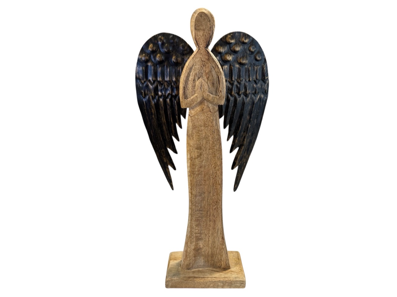Engel aus Mango Holz mit Metall Flügel; 19x7,5 cm, H42 cm