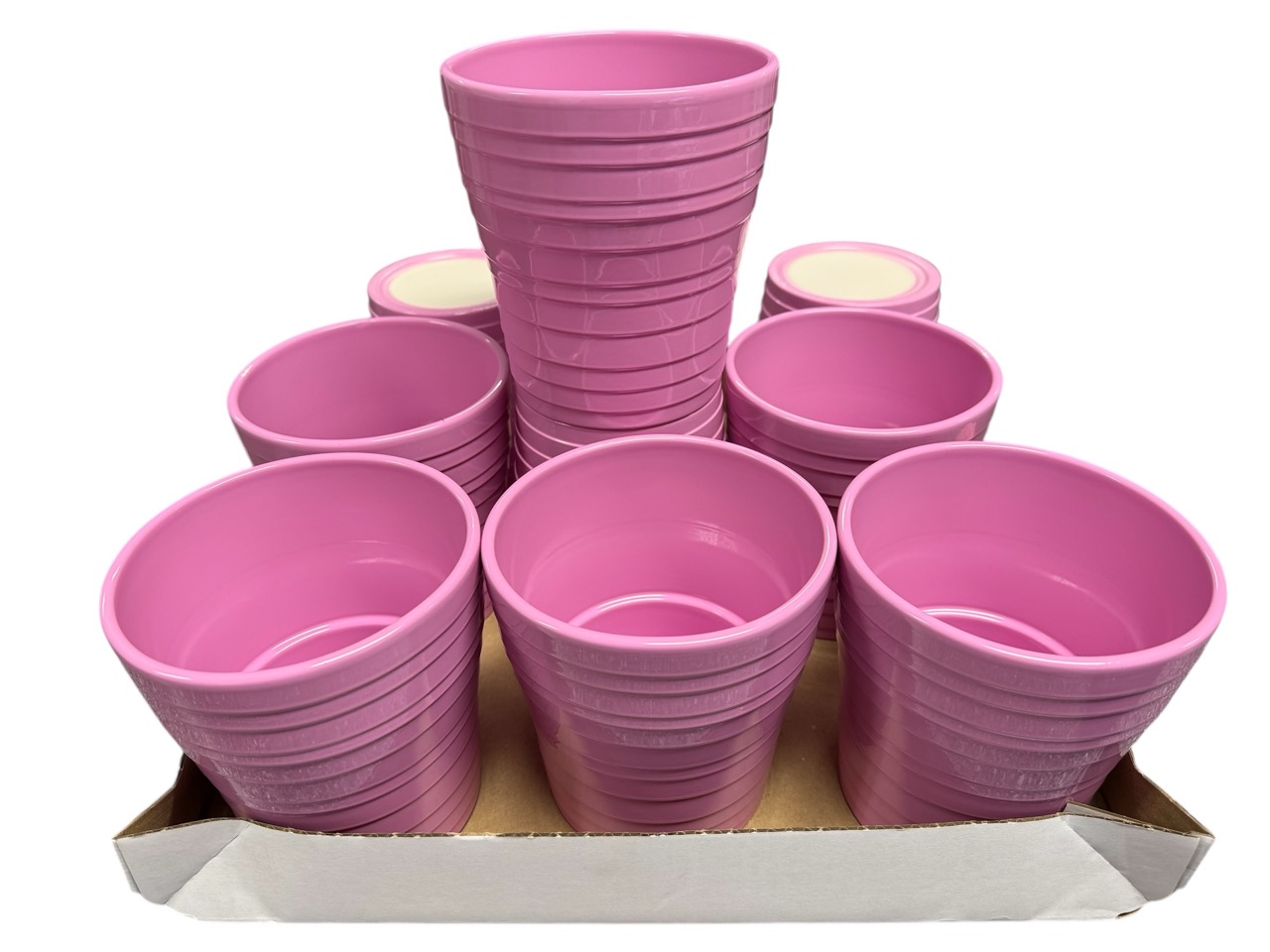 Keramik Topf, Orchideen hellrosa; 13,3x13,3, H13,8 cm, 9 Stück im Tray