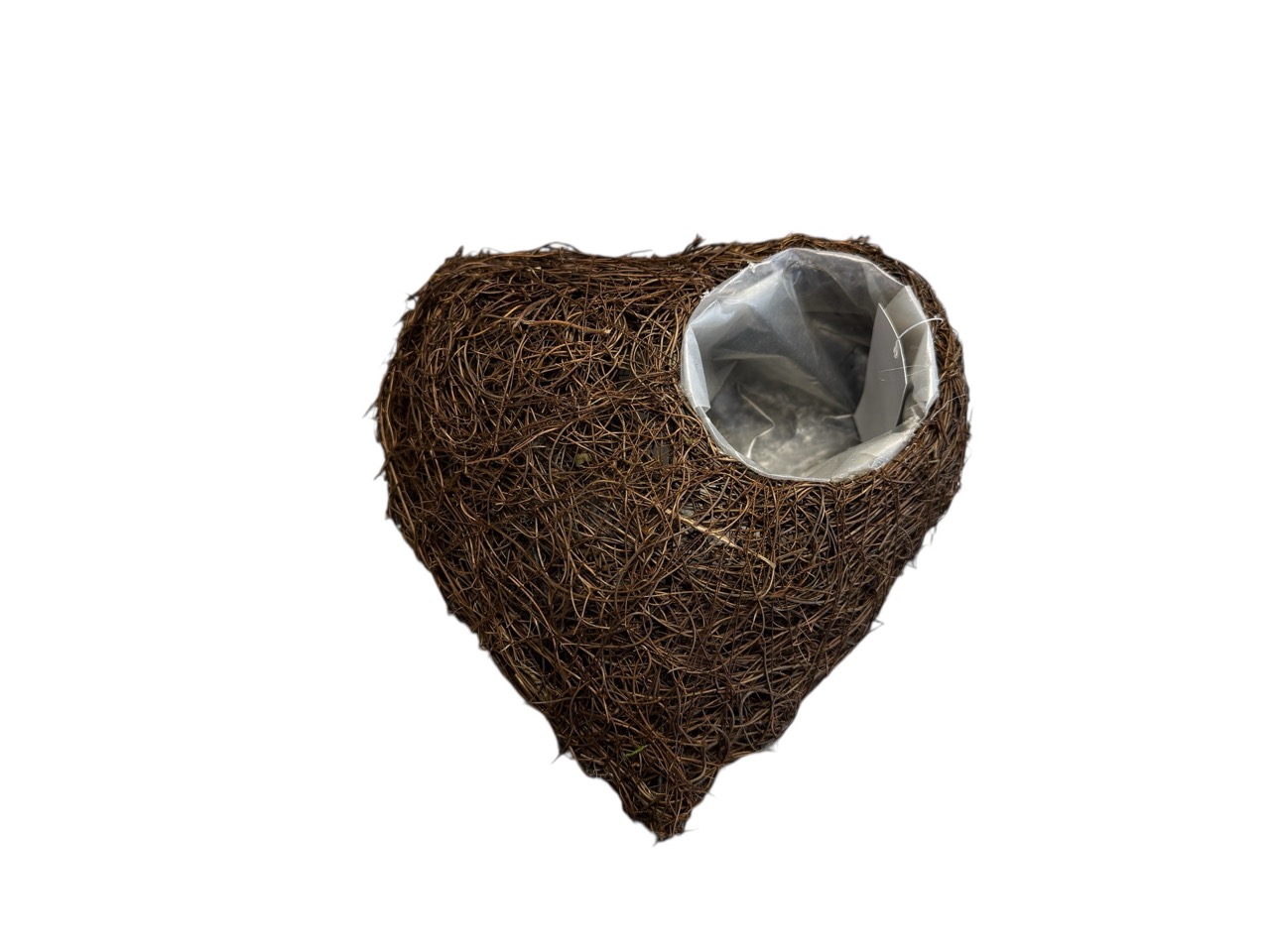 Herz zum bepflanzen, feine Rebe, natur mit Folie; 20x20 cm, H8 cm
