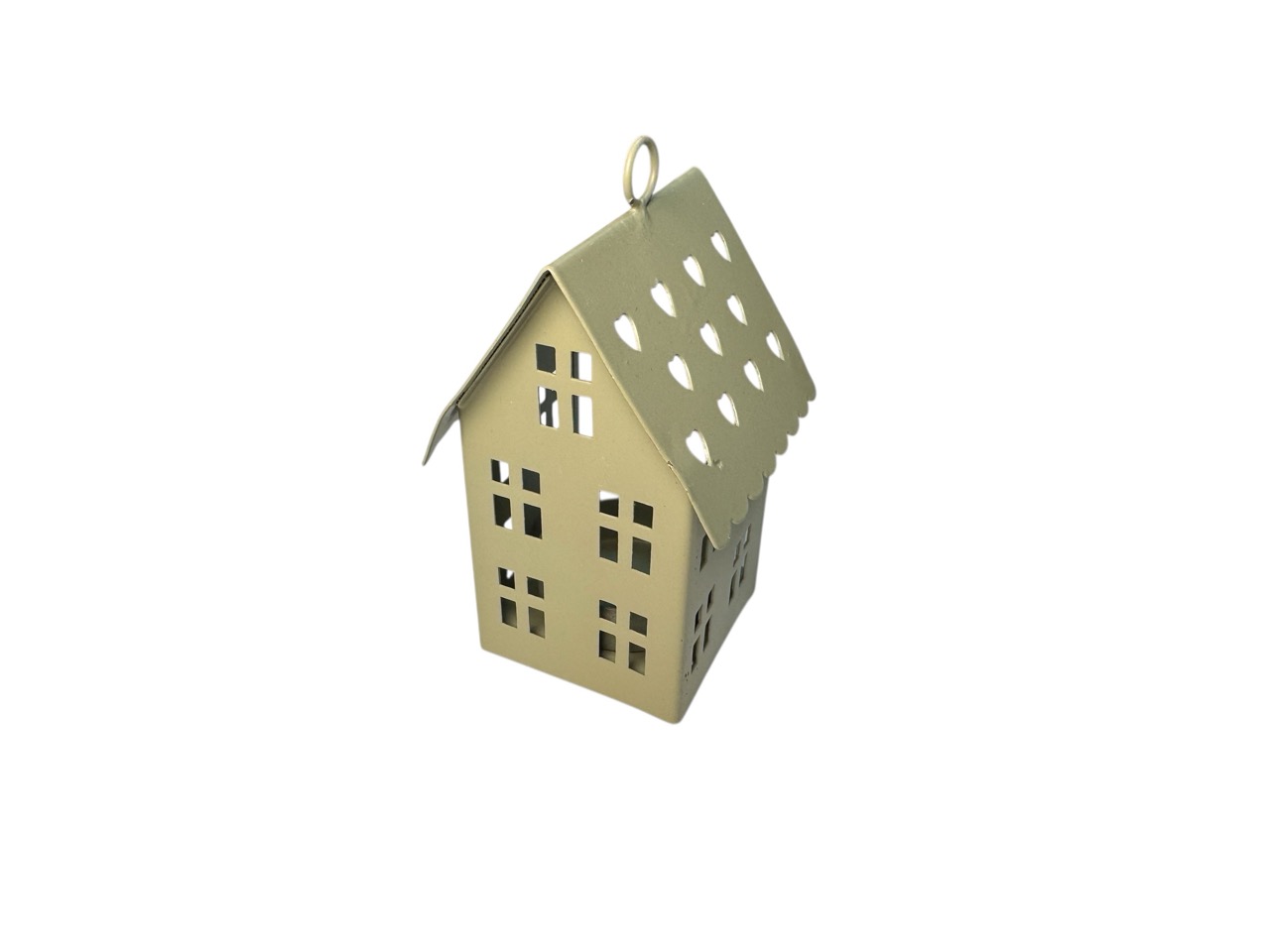 Haus aus Metall, grün mit Teelichthalter; 5x5 cm, H9,5 cm