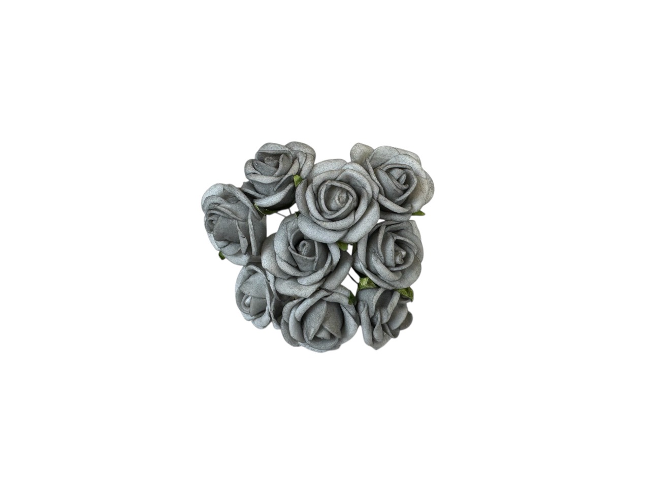 Foamrose Bund x9, grau / Bund a 9 Stk., D2cm, L12cm; Beutel mit 6 Bünde