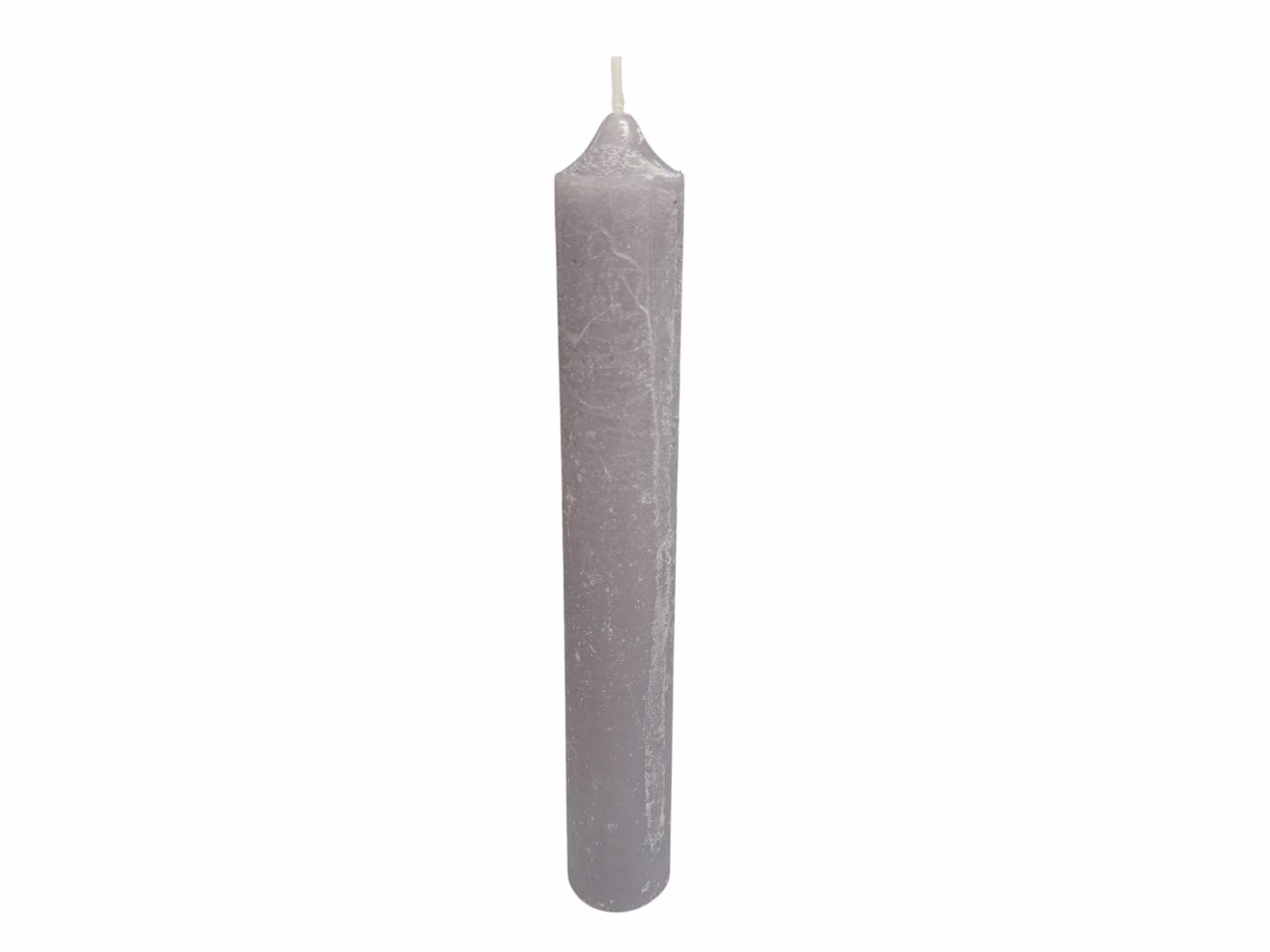 Rustikale Stabkerze, hellgrau; Ø3,5 cm, H25,5 cm