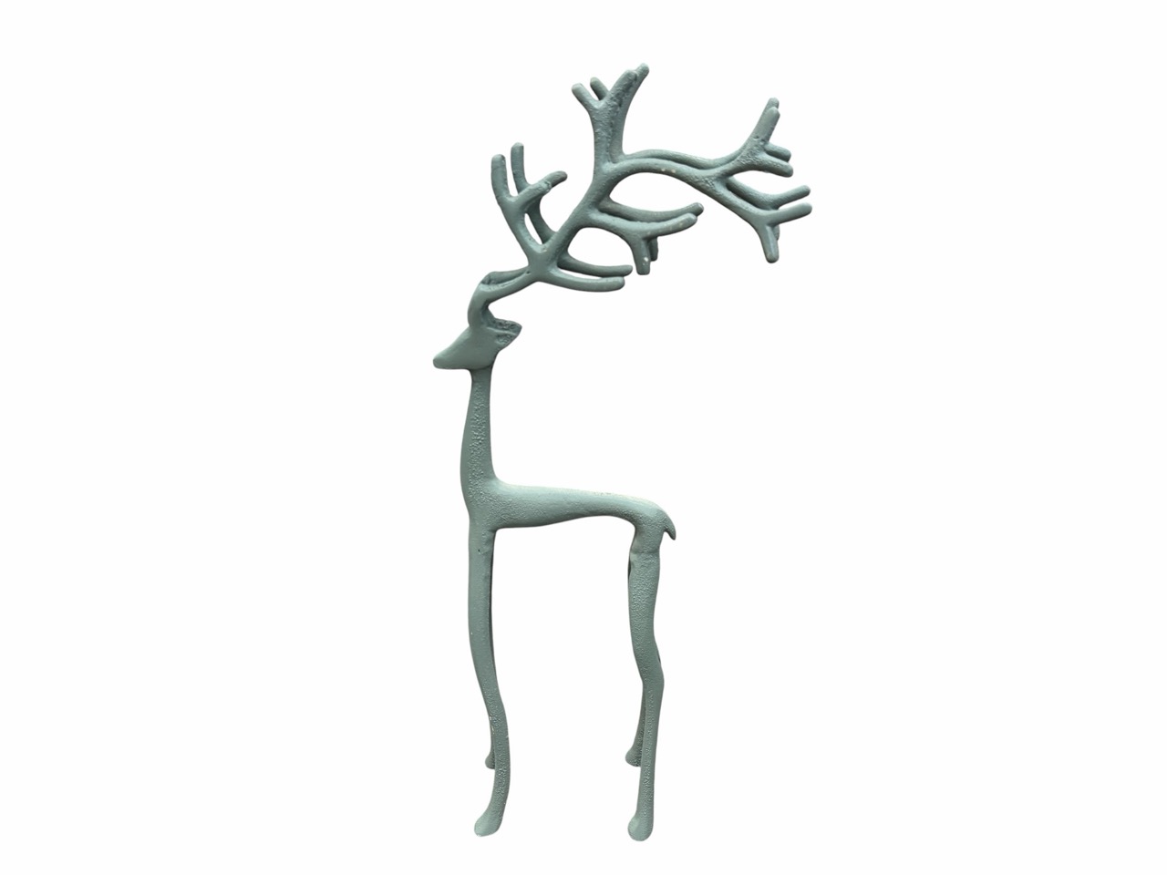 Hirsch Figur, salbeigrün Scandi Stil, Metall; 18x6 cm, H31 cm