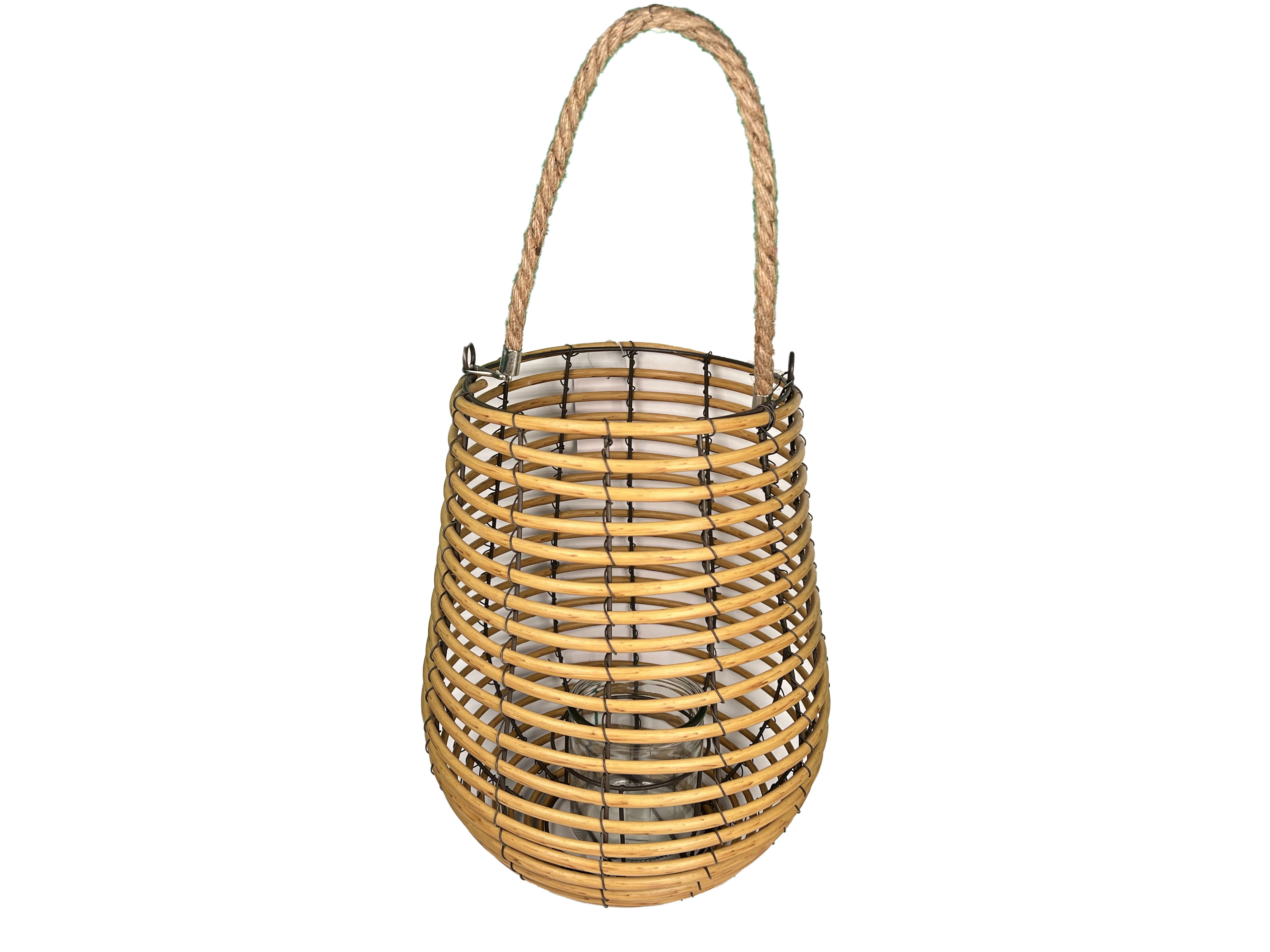 Laterne aus Bambus, mit Glas mit Seil