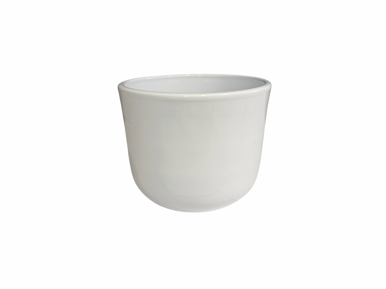 Keramik Übertopf, Ø12 cm, H10 cm, hochwertige weiß Lasur; 9 Stück im Tray
