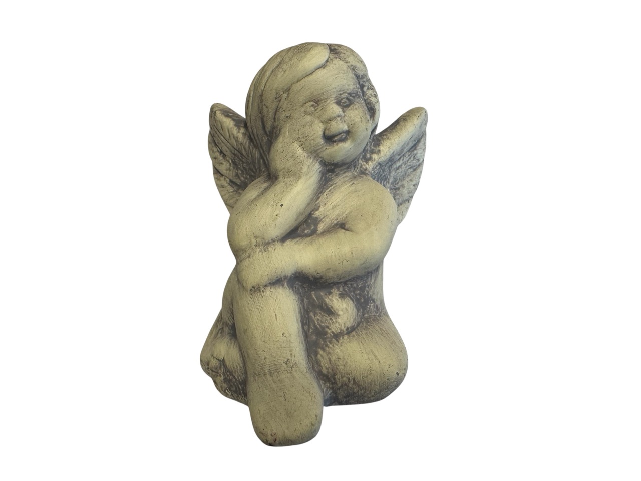 Engel Stecker grau, Zement; 6,5 cm, H9 cm 