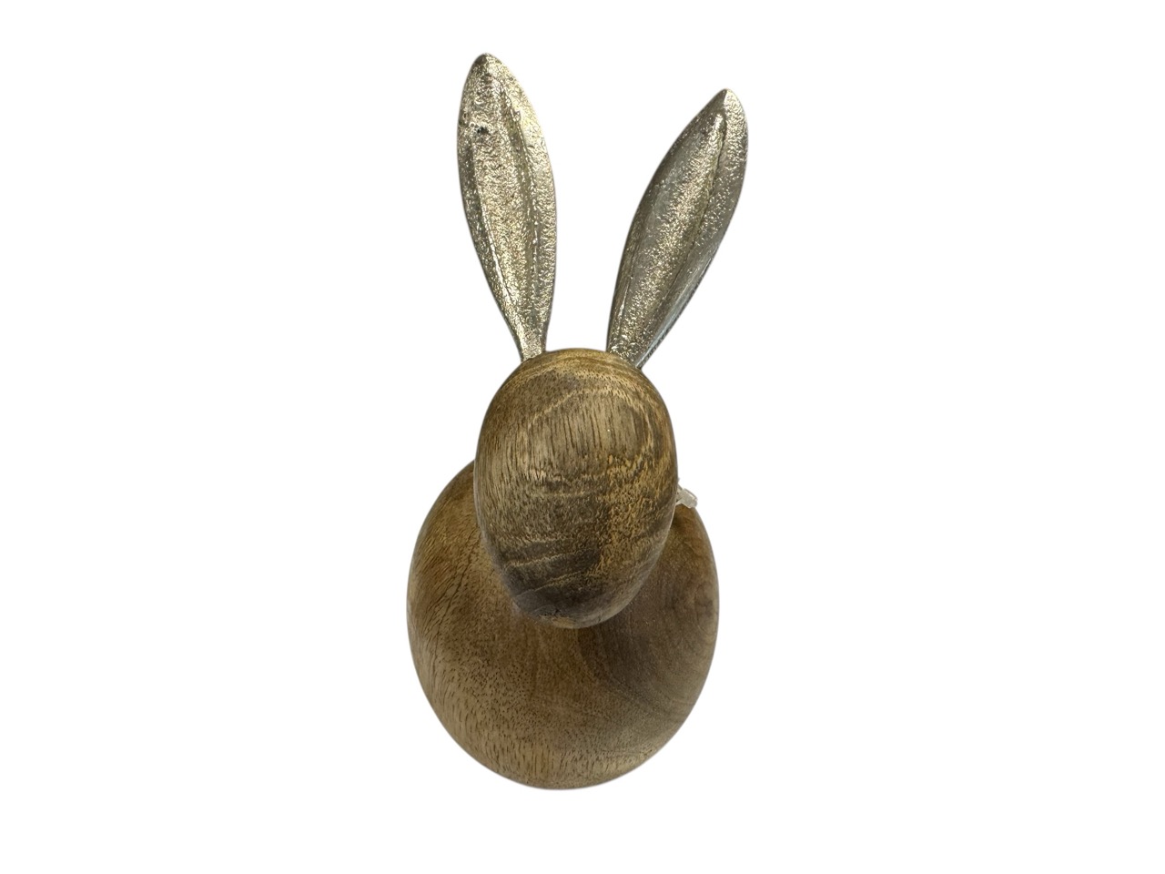 Hase aus Mango Holz mit Metall Öhrchen; 8x8 cm, H18 cm