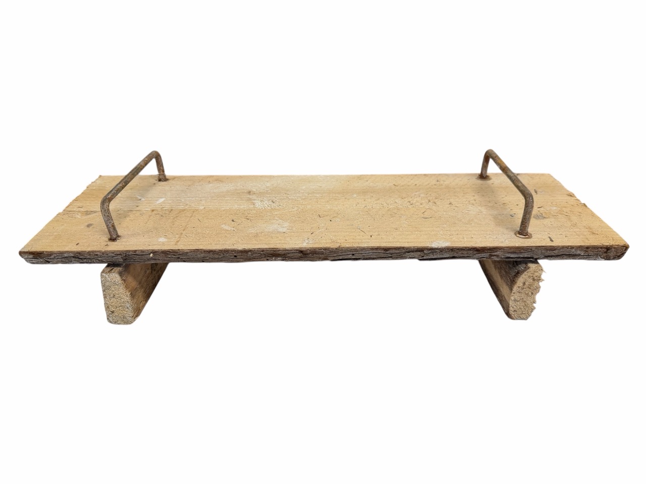 Tablett mit Henkel und Füßen, Holz / Metall; 40x14,5cm, H9 cm