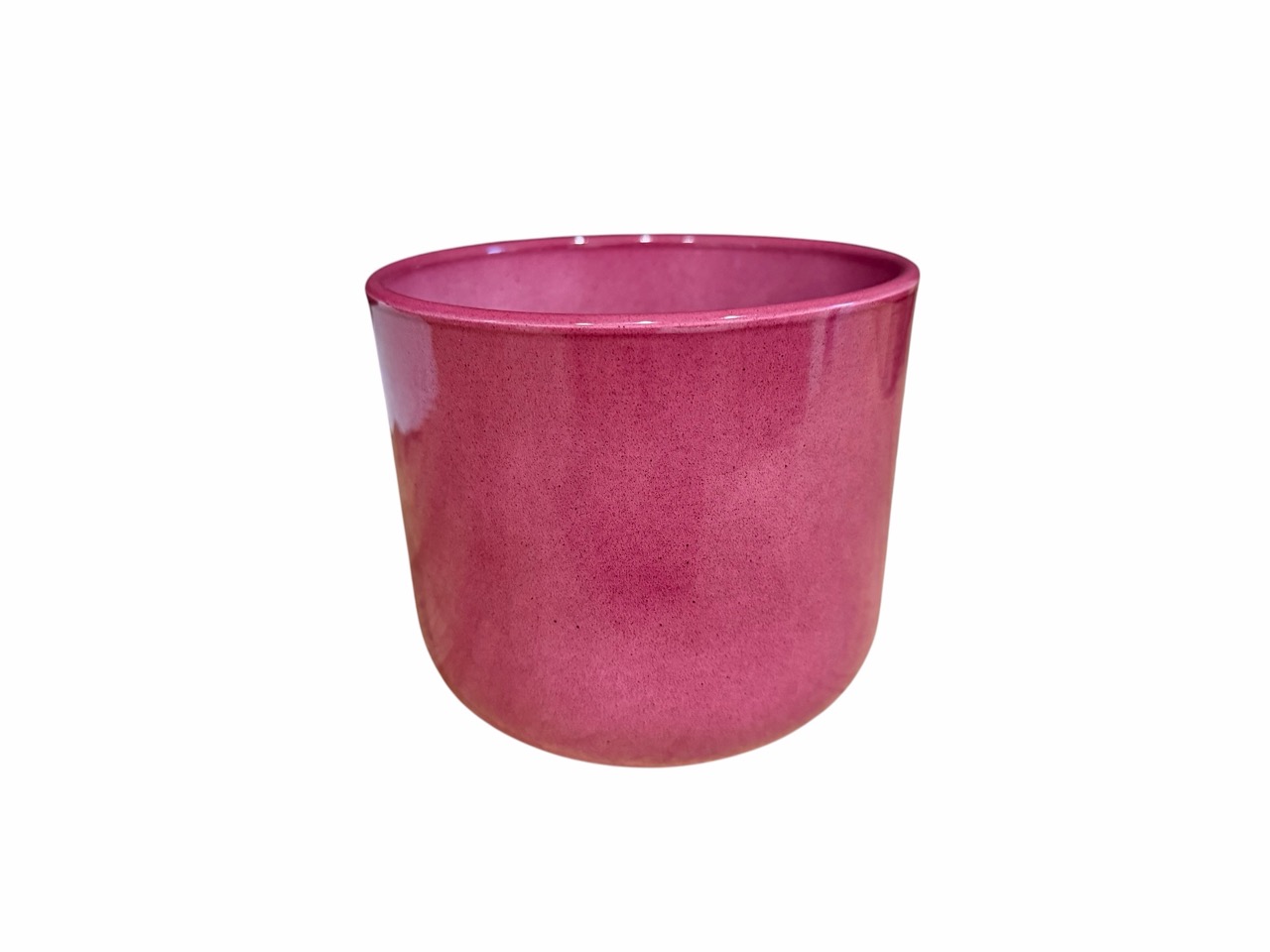 Keramik Übertopf, Ø14 cm, H12,5 cm, hochwertige bordeaux Lasur; 6 Stück im Tray